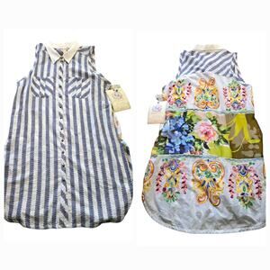 CYRENA Anthropologie Dress SZ XL Embroidered Shirt Tunic Linen Blend BOHO